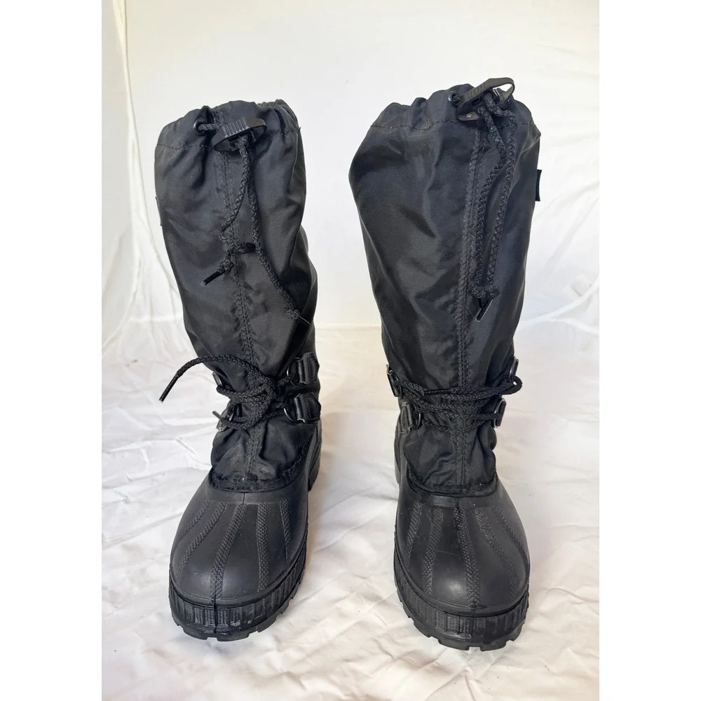 Sorel Kaufman Canada Black Snow Boots Waterproof Winter Size 4 w Insulated Liner
